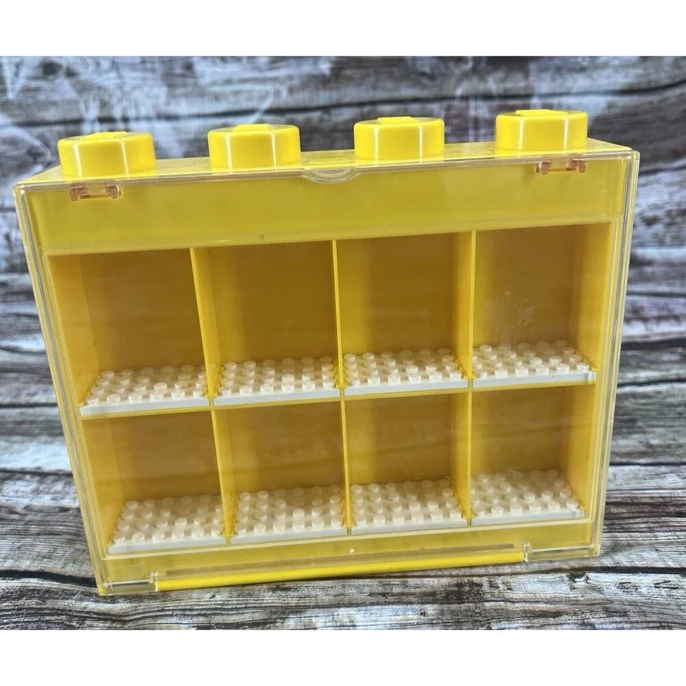 Lego Yellow Minifigure Display Case for 8 Minifigs - Can Hang Or Stand Upright